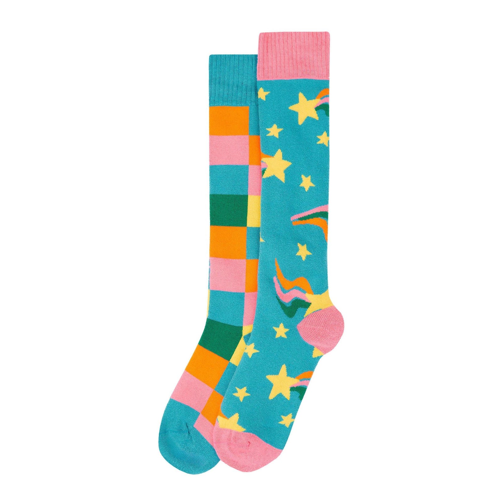 Rainbow Stripe Boot Socks - 2 Pack - 1 Left Size 4-6 years-Frugi-Modern Rascals