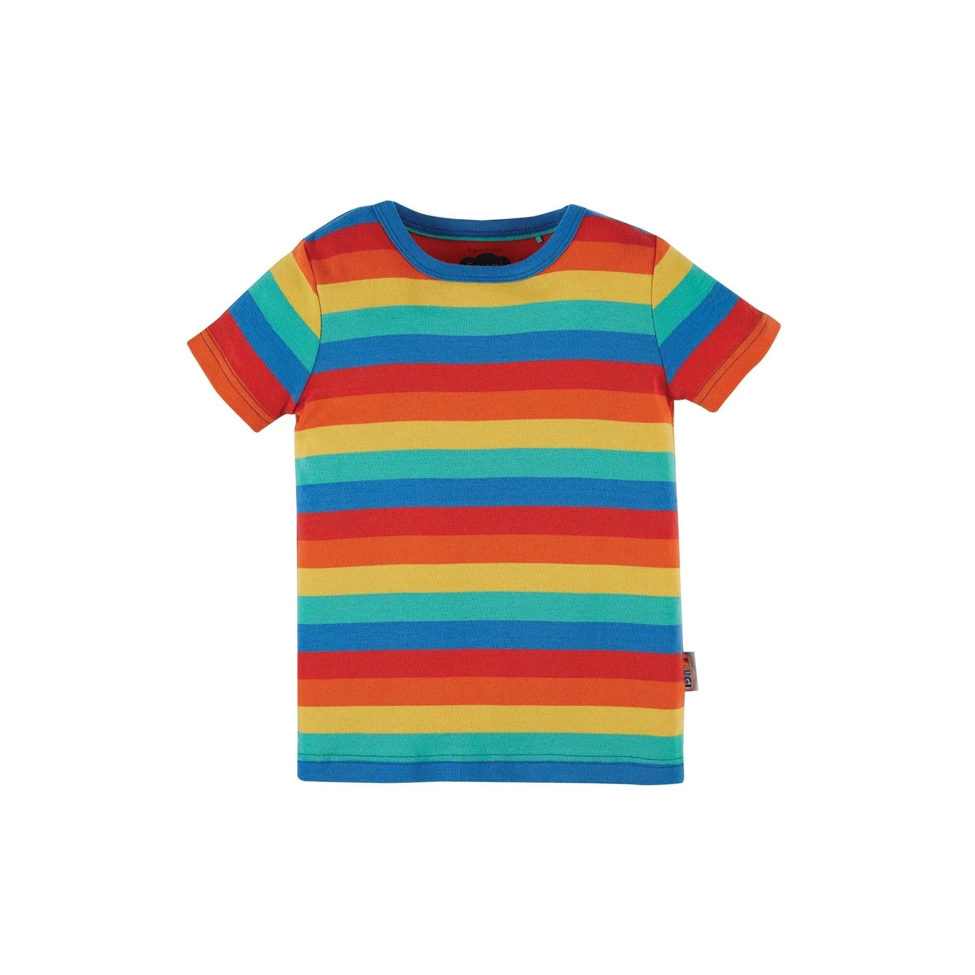 Rainbow Stripe Favourite T-Shirt - 1 Left Size 3-4 years-Frugi-Modern Rascals