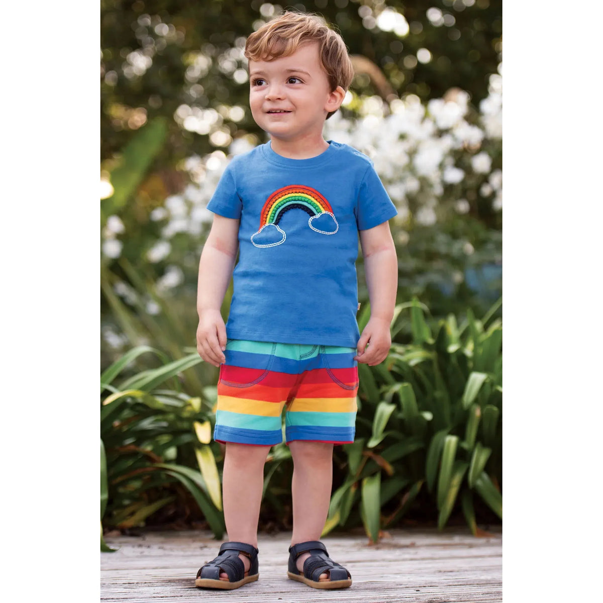 Rainbow Stripe Little Stripey Shorts-Frugi-Modern Rascals