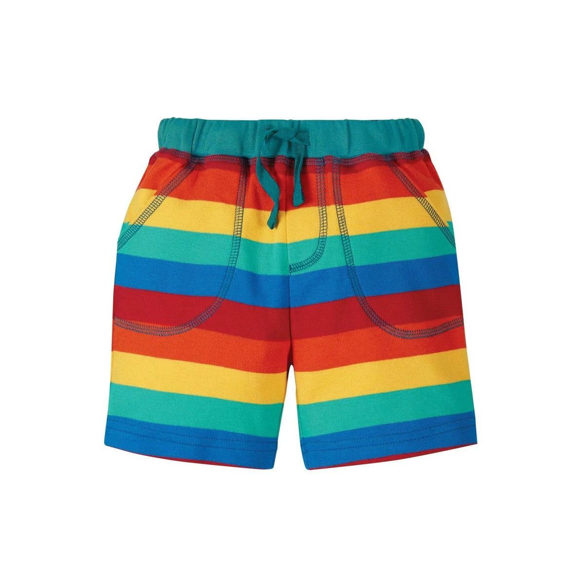 Rainbow Stripe Little Stripey Shorts-Frugi-Modern Rascals