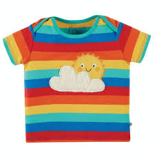 Rainbow Stripe / Sun Bobster Applique Short Sleeve Shirt - 1 Left Size 2-3 years-Frugi-Modern Rascals