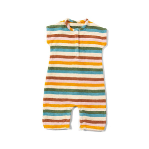 Rainbow Stripe Towelling Romper - 2 Left Size 3-4 & 4-5 years-Little Green Radicals-Modern Rascals