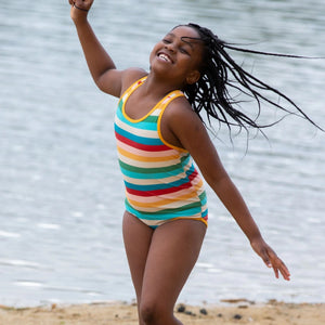 Rainbow Stripe UPF 50+ Recycled Swimsuit - 1 Left Size 2-3 years-Little Green Radicals-Modern Rascals