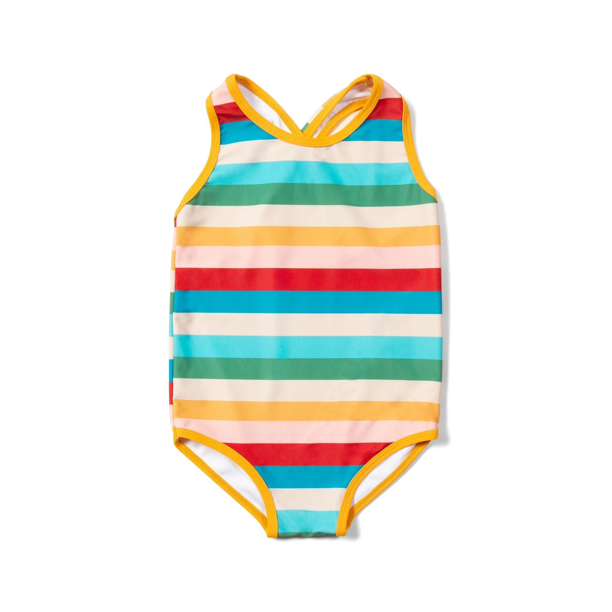 Rainbow Stripe UPF 50+ Recycled Swimsuit-Little Green Radicals-Modern Rascals