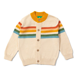 Rainbow Striped From One To Another Oatmeal Rainbow Stripes Knitted Cardigan - 1 Left Size 6-7 years-Little Green Radicals-Modern Rascals