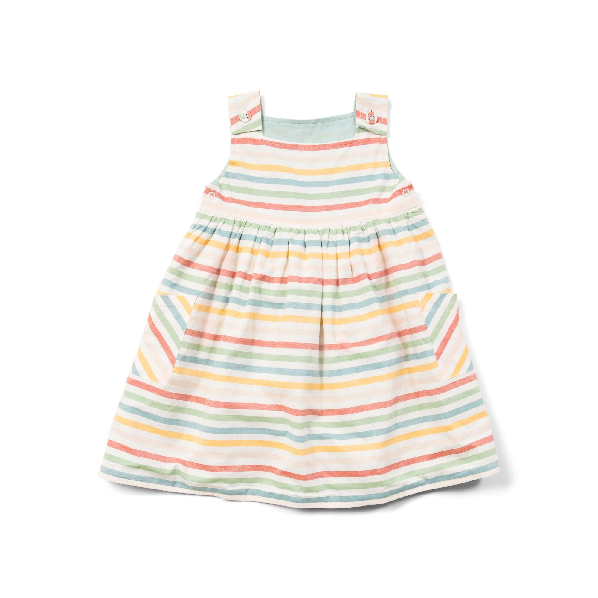 Rainbow Striped Reversible Pinny Dress - 1 Left Size 3-4 years-Little Green Radicals-Modern Rascals