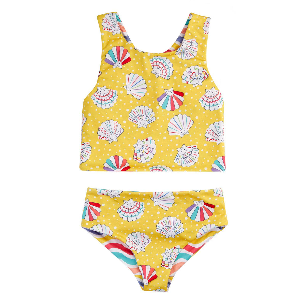 Rainbow Wave/Shellabrite Tegan Reversible Tankini - 2 Left Size 3-4 & 4-5 years-Frugi-Modern Rascals