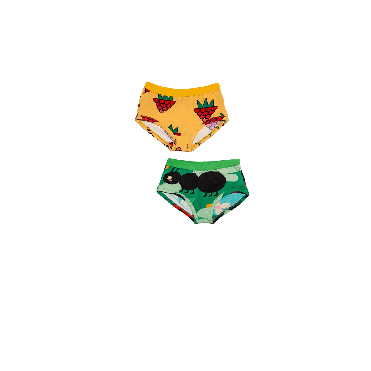 Raspberry Love Yellow and Anthill Green Briefs - 2 Pack - 2 Left Size 3-5 & 9-11 years-Raspberry Republic-Modern Rascals