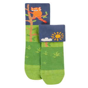 Red Panda Fun Fold Over Socks - 2 Pack-Frugi-Modern Rascals