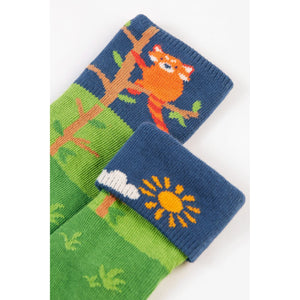 Red Panda Fun Fold Over Socks - 2 Pack-Frugi-Modern Rascals