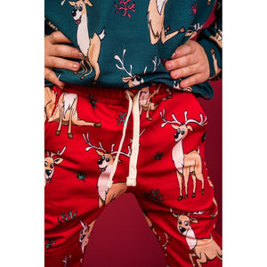 Red Reindeer Sweatpants-Mullido-Modern Rascals