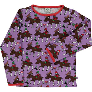 Reindeer Long Sleeve Shirt - Viola - 2 Left Size 3-4 & 9-10 years-Smafolk-Modern Rascals