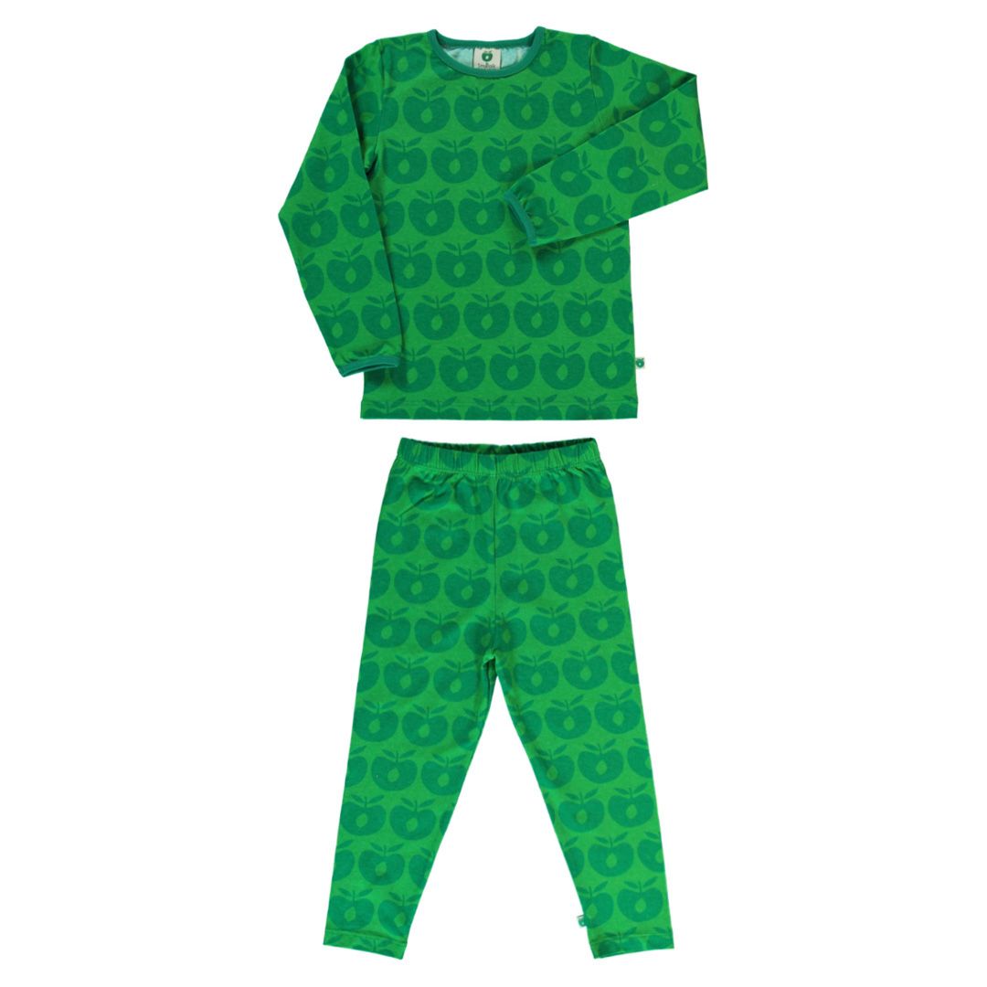 Retro Apples Long Sleeve Shirt and Leggings Set - Green - 1 Left Size 9-10 years-Smafolk-Modern Rascals