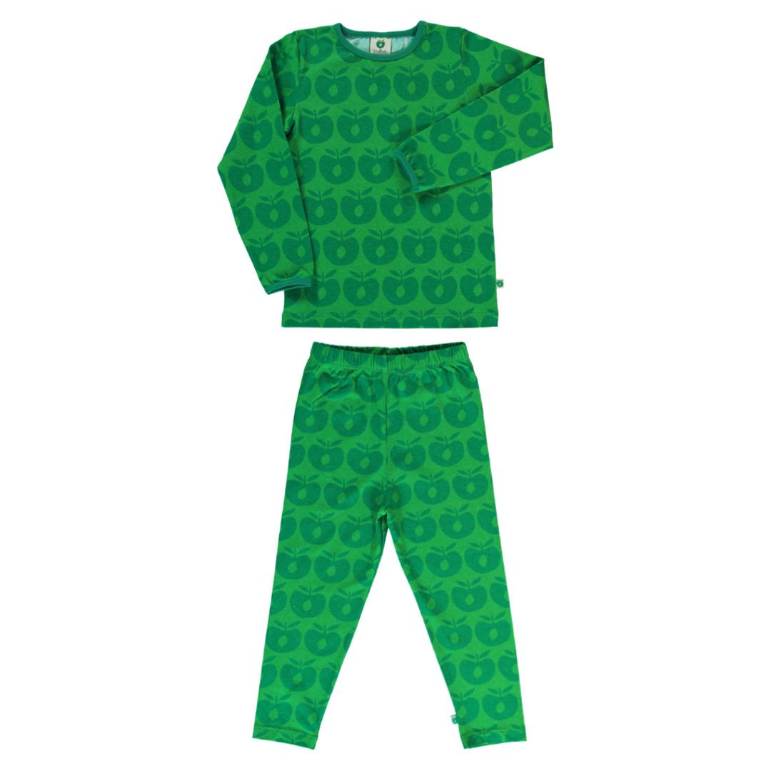 Retro Apples Long Sleeve Shirt and Leggings Set - Green-Smafolk-Modern Rascals