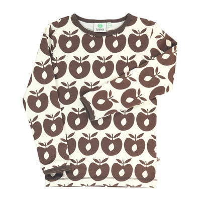 Retro Apples Long Sleeve Shirt in Bison - Wool & Bamboo Mix - 2 Left Size 1-2 & 7-8 years-Smafolk-Modern Rascals