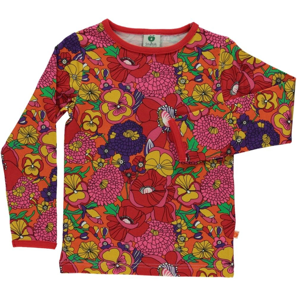 Retro Flowers Long Sleeve Shirt - Dark Orange - 1 Left Size 3-4 years-Smafolk-Modern Rascals