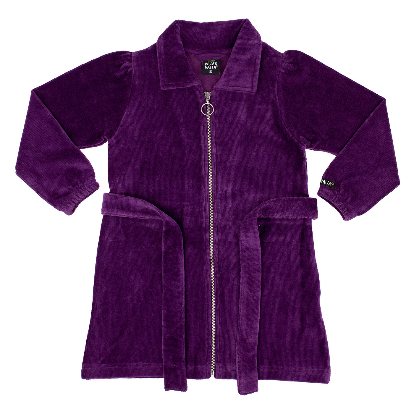 Retro Velour Long Sleeve Dress in Grape-Villervalla-Modern Rascals
