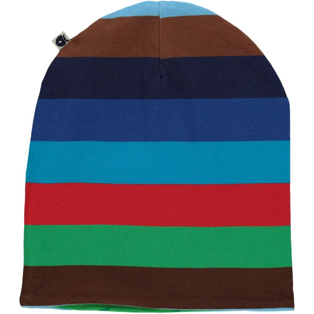 Reversible Beanie With Stripes - Medieval Blue & Retro Apples - 1 Left Size S-Smafolk-Modern Rascals