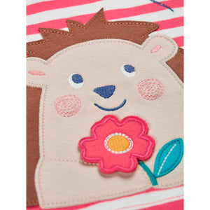 Rhubarb Stripe/Hedgehog Easy On T-Shirt-Frugi-Modern Rascals
