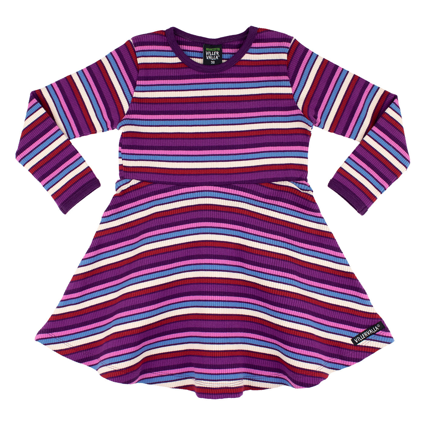 Rib Striped Long Sleeve Dress in Grape-Villervalla-Modern Rascals