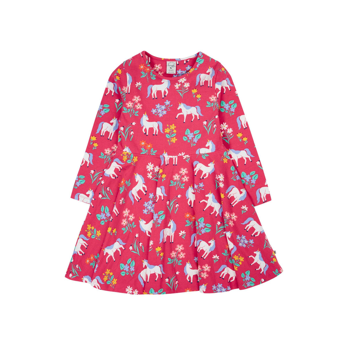 Rose Unicorn Floral Sofia Skater Dress-Frugi-Modern Rascals