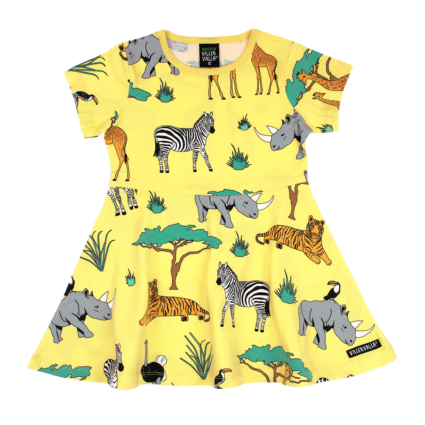 Safari Half Circle Short Sleeve Twirl Dress - Lemon-Villervalla-Modern Rascals