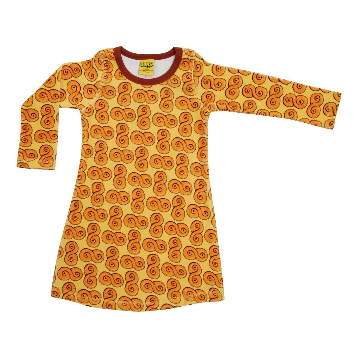 Saffron Bun Velour Long Sleeve Dress - 2 Left Size 1-2 & 12-14 years-Duns Sweden-Modern Rascals