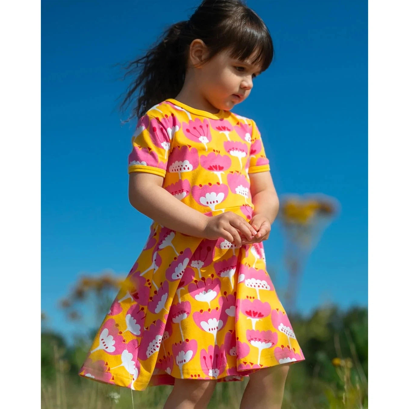 SANI Short Sleeve Dress - Blomma in Sun Pink and Red - 2 Left Size 2-3 & 4-5 years-PaaPii-Modern Rascals