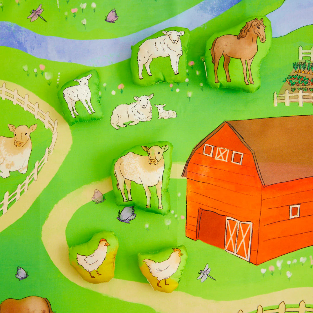 Sarah's Silks On The Farm Playmap And Stuffed Animals Set-Sarah's Silks-Modern Rascals