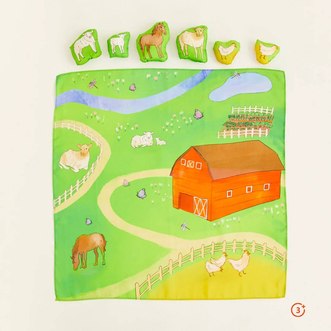 Sarah's Silks On The Farm Playmap And Stuffed Animals Set-Sarah's Silks-Modern Rascals