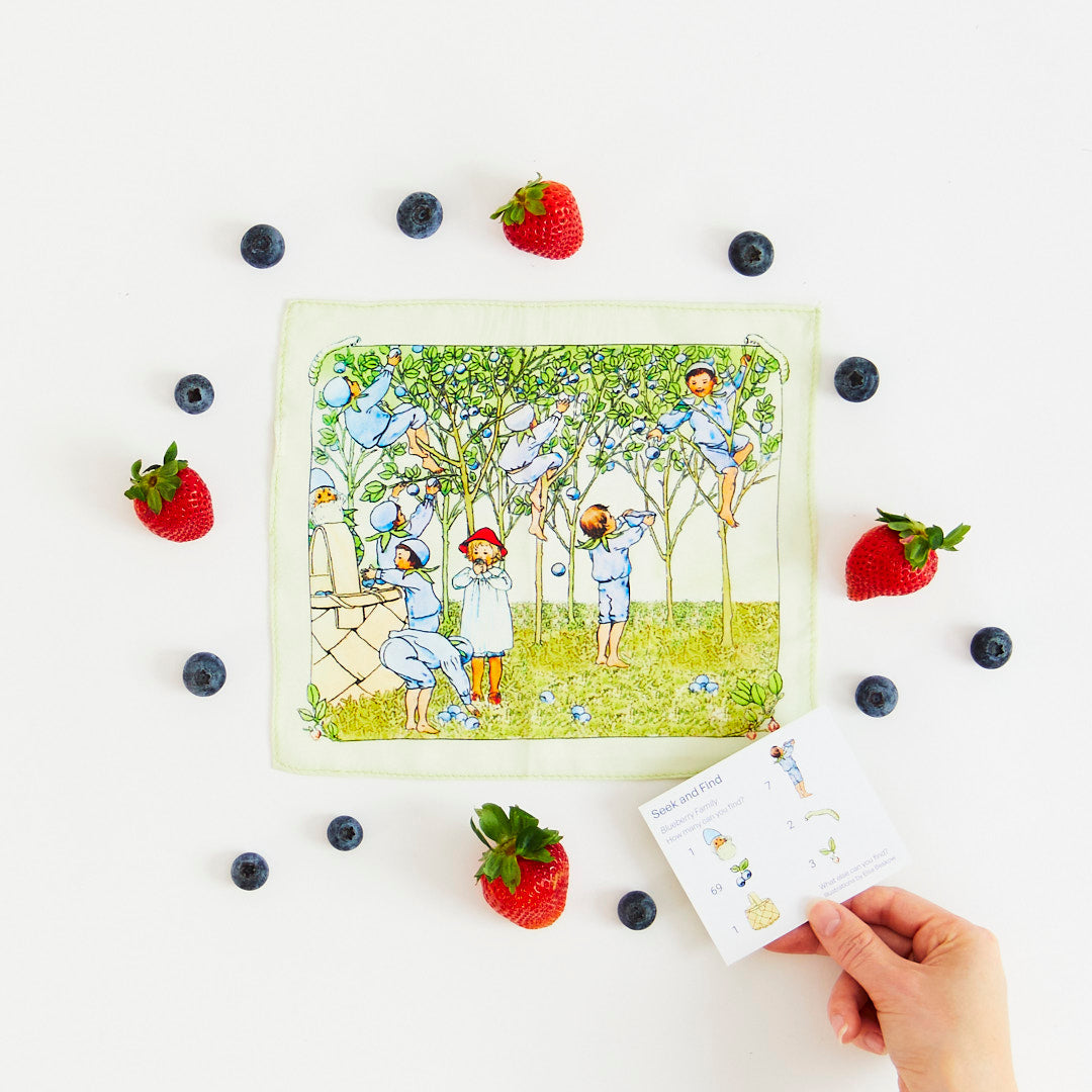 Sarah's Silks Seek and Find Playsilk - MINI Blueberry Family Family Collab with Elsa Beskow-Sarah's Silks-Modern Rascals