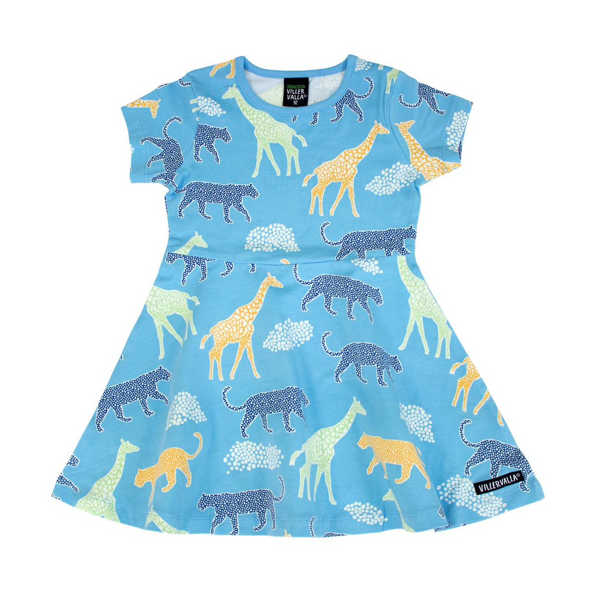 Savannah Print Half Circle Short Sleeve Dress - Aqua - 2 Left Size 8-9 & 11-12 years-Villervalla-Modern Rascals