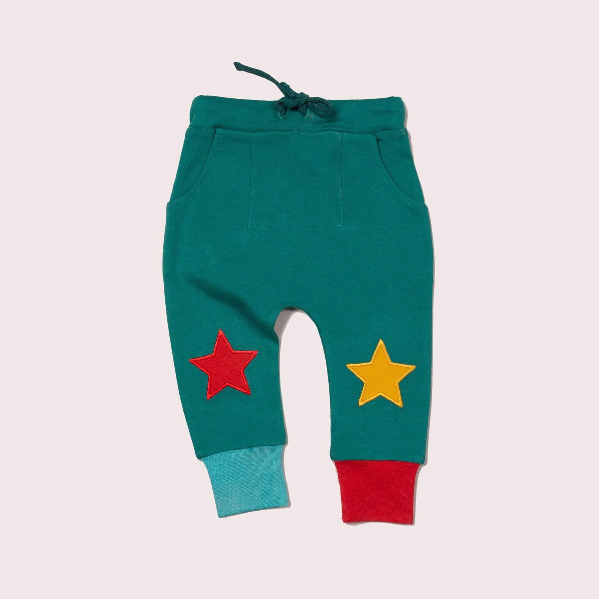 Sea Green Knee Patch Star Joggers-Little Green Radicals-Modern Rascals