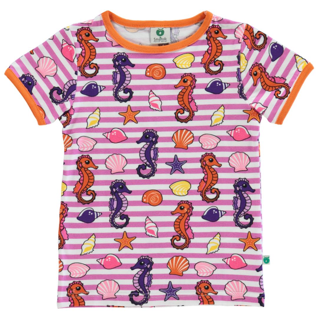 Seahorse Short Sleeve Shirt - Spring Pink - 1 Left Size 9-10 years-Smafolk-Modern Rascals