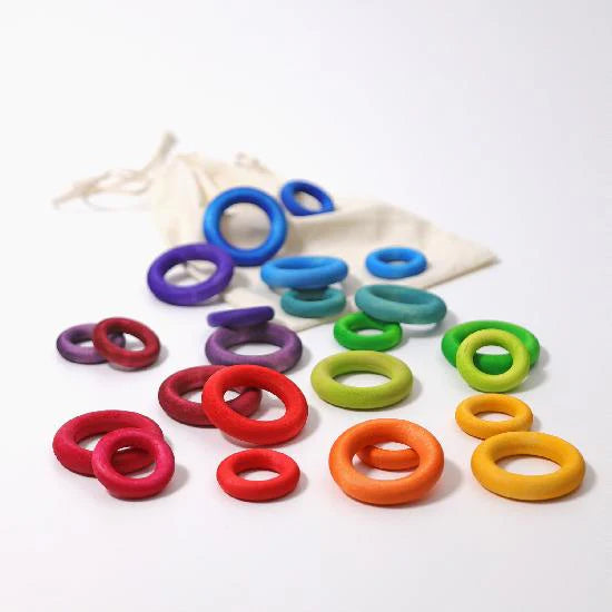 SECONDS - Grimms Building Rings in Rainbow (23 pcs)-Warehouse Find-Modern Rascals
