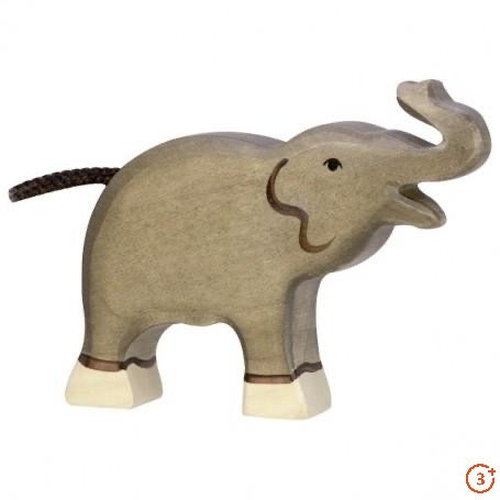 SECONDS - Holztiger Elephant, Small with Trunk Raised-Warehouse Find-Modern Rascals