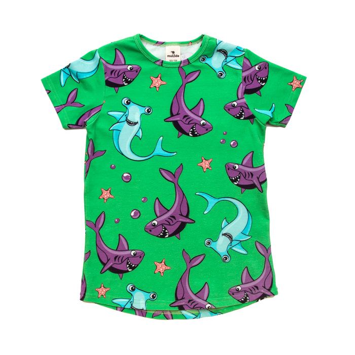Sharks Short Sleeve Shirt - Green - 1 Left Size 8-10 years by Mullido 8 - 10 years (140cm)