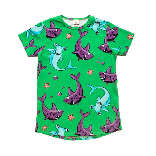 Sharks Short Sleeve Shirt - Green - 1 Left Size 8-10 years by Mullido -  Modern Rascals