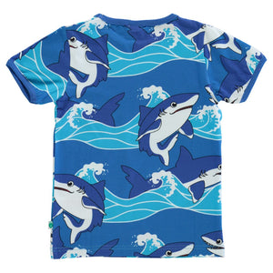 Sharks Short Sleeve Shirt in Brilliant Blue - 2 Left Size 2-3 & 3-4 years-Smafolk-Modern Rascals