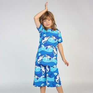 Sharks Short Sleeve Shirt in Brilliant Blue - 2 Left Size 2-3 & 3-4 years-Smafolk-Modern Rascals