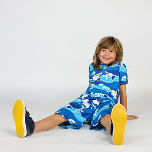 Sharks Short Sleeve Shirt in Brilliant Blue - 2 Left Size 2-3 & 3-4 years-Smafolk-Modern Rascals