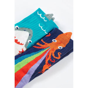 Shark/Squid Character Socks - 2 Pack - 1 Left Size 2-4 years-Frugi-Modern Rascals