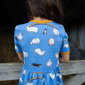 Sheep Blue Short Sleeve Baby Doll Dress - 2 Left Size 1-2 & 2-3 years-Coddi and Womple-Modern Rascals