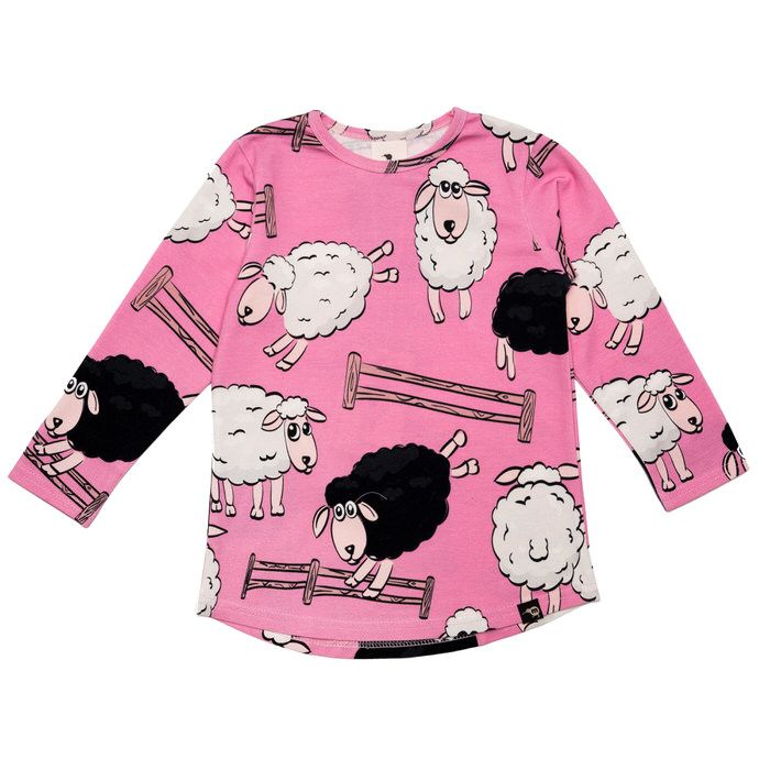 Sheep Long Sleeve Shirt - Pink - 1 Left Size 8-10 years-Mullido-Modern Rascals