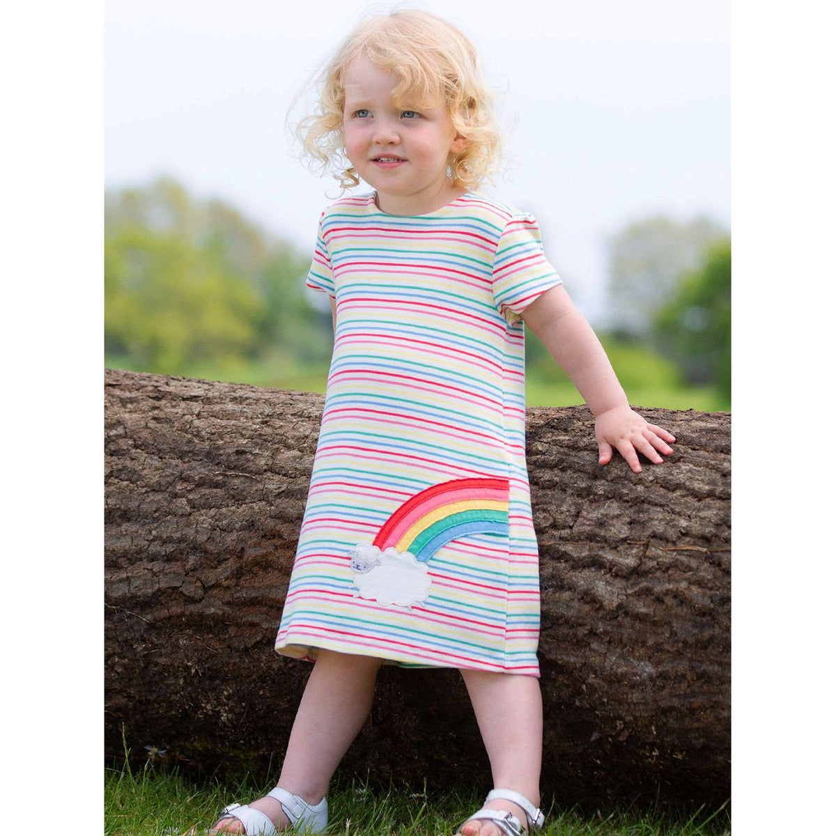Sheepy Rainbow Short Sleeve Dress - 1 Left Size 2-3 years-Kite-Modern Rascals