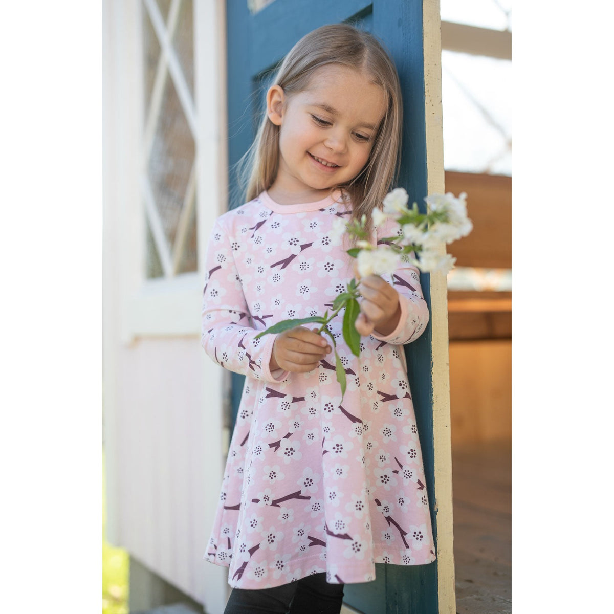 SINNA Long Sleeve Dress - Cherry Blossom in Soft Pink - 1 Left Size 4-5 years-PaaPii-Modern Rascals