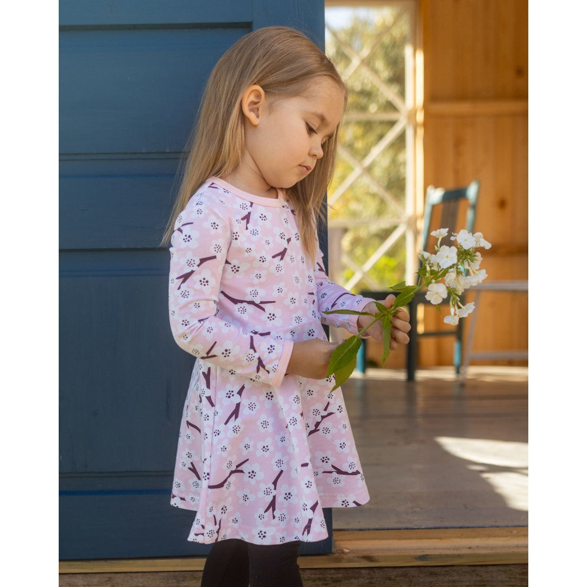 SINNA Long Sleeve Dress - Cherry Blossom in Soft Pink - 1 Left Size 4-5 years-PaaPii-Modern Rascals