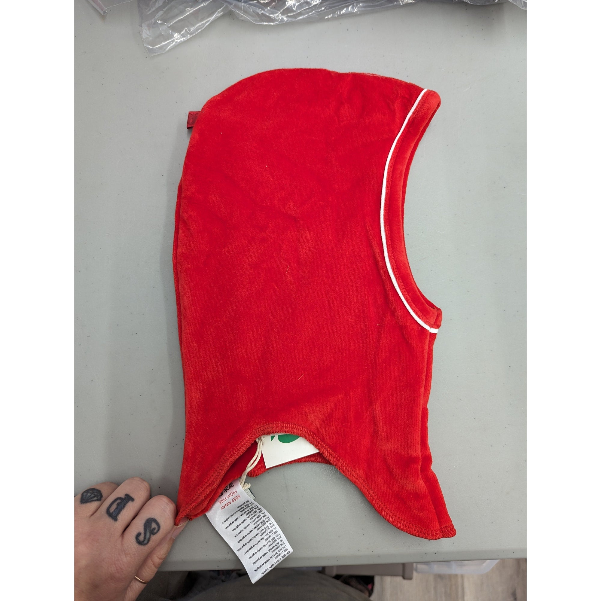 Smafolk Red Velour Balaclava in 1-2 years (original sizes mislabeled)-Warehouse Find-Modern Rascals