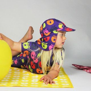 Smafolk Retro Apples UV50 Swimwear Hat - Purple Heart - Size S (2-4 years)-Warehouse Find-Modern Rascals