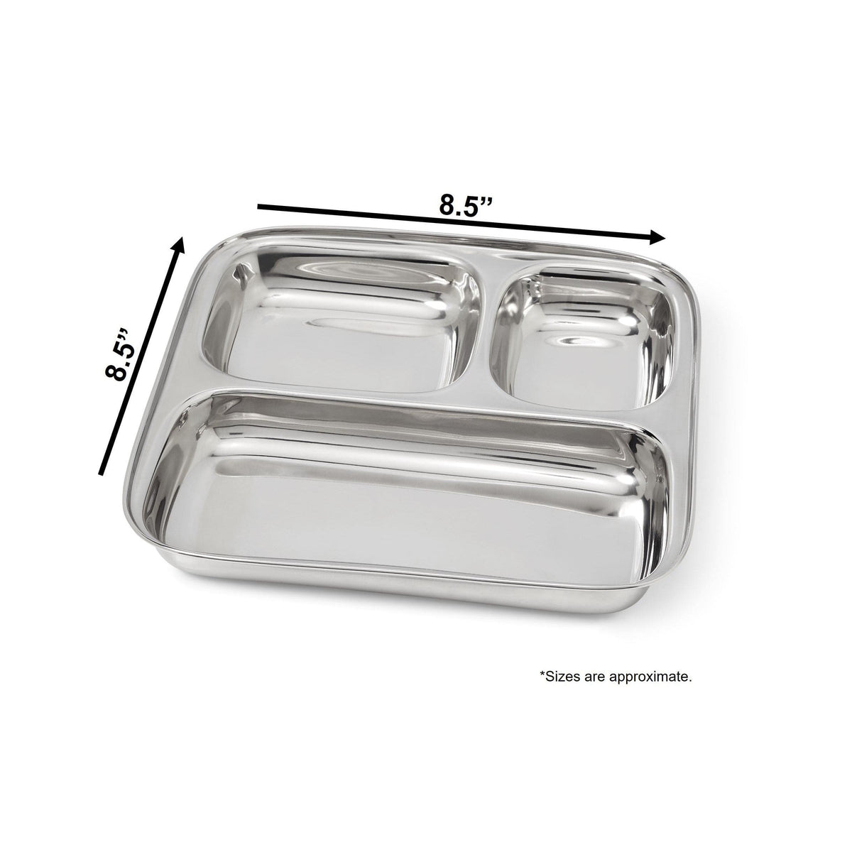 Small 3-Section Plate | Kid-Friendly Divided Tray-Dalcini Stainless-Modern Rascals